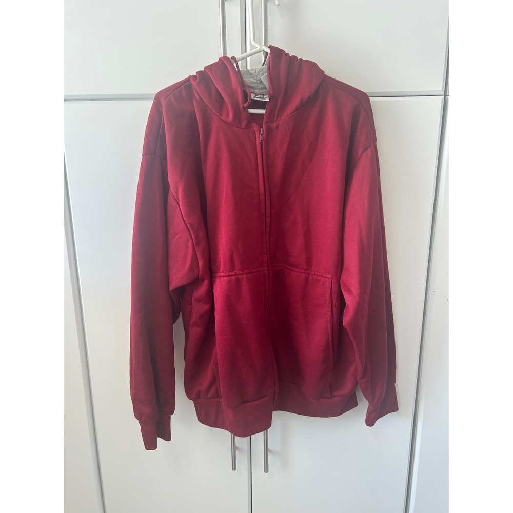 Franklin Sports Mens XL Burgundy Red Full Zip Fleece‎ Hoodie Sweatshirt XLARGE